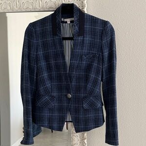 Veronica Beard Wool Blue Plaid Blazer